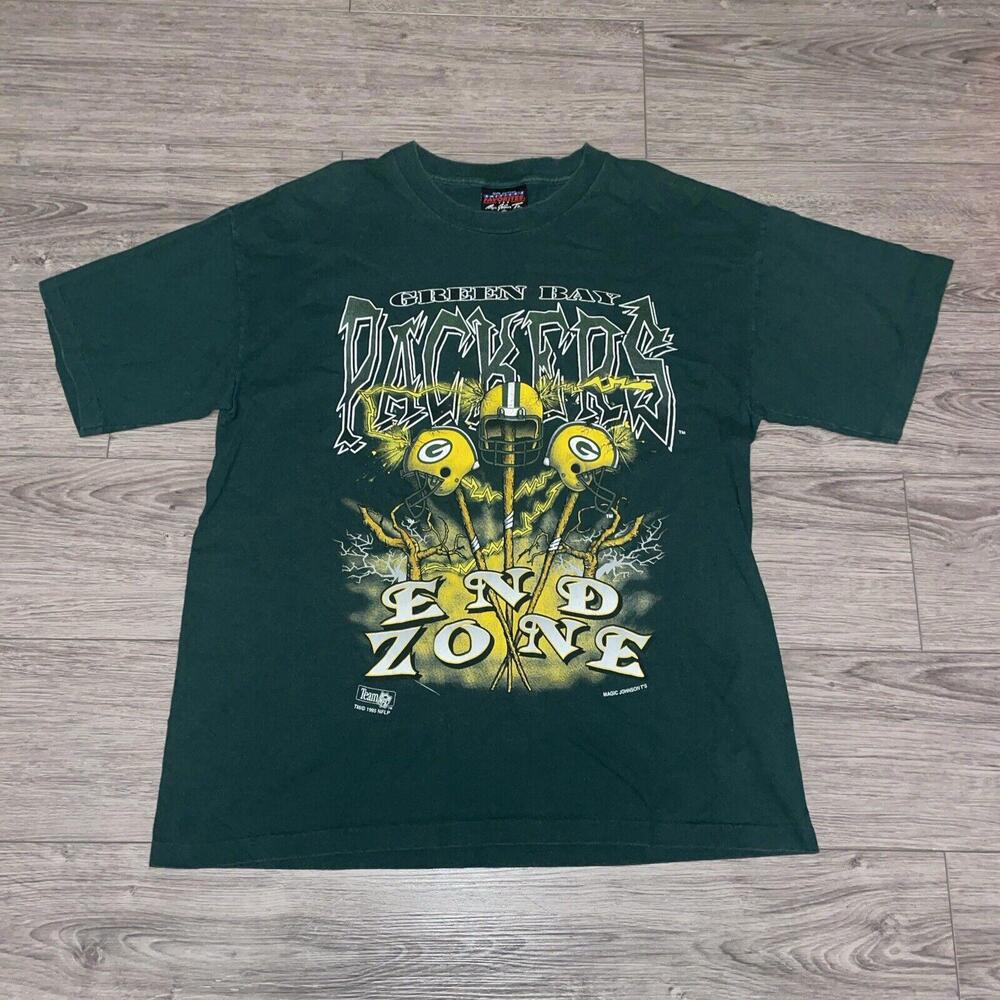 Vintage 1995 Green Bay Packers “End Zone” Lightning Magic Johnson Tee L